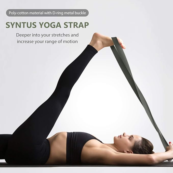 Syntus Yoga Block and Yoga Strap Set, 2 Soft Non-Slip Yoga Blocks 9×6×4 inches, 8FT Metal D-Ring Strap for Yoga, General Fitness, Pilates, Stretching and Toning