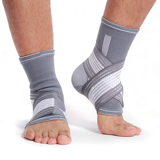 NeoTech Care Adjustable Ankle Support Brace (Gray, Size S, 1 Pair)