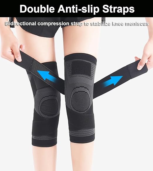 2 Pack Knee Wraps for Pain Relief, Knee Wrap Knee Compression Sleeve Knee Sleeves for Men Women Compression Knee Brace, Knee Band for Knee Pain Relief, Knee Brace for Arthritis Pain and Support (Green, Small)