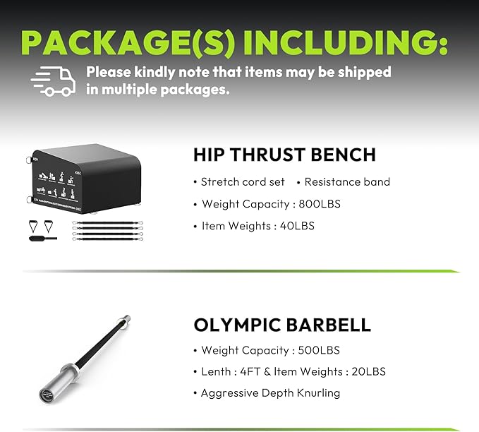 HANDBODE Hip Thrust Bench, Multi-Functional Slip-Free Hip Thrust Machine for Glute Bridge, Box Jump, Push-Ups, Squat, Ab Exercise, Suitable for Home & Gym