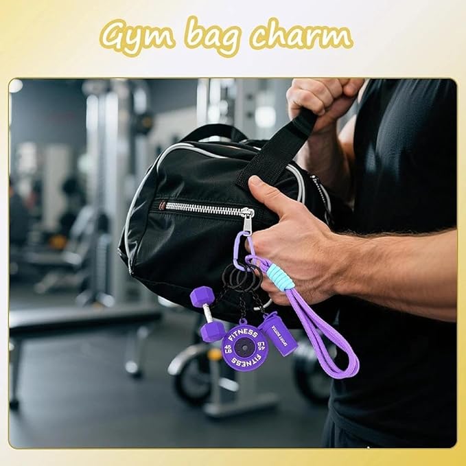 Fitness Gym Keychain Mini Dumbbell Weight Plate Sport Bottle Charm Motivational Gift for Gym Lovers Coaches Women Men
