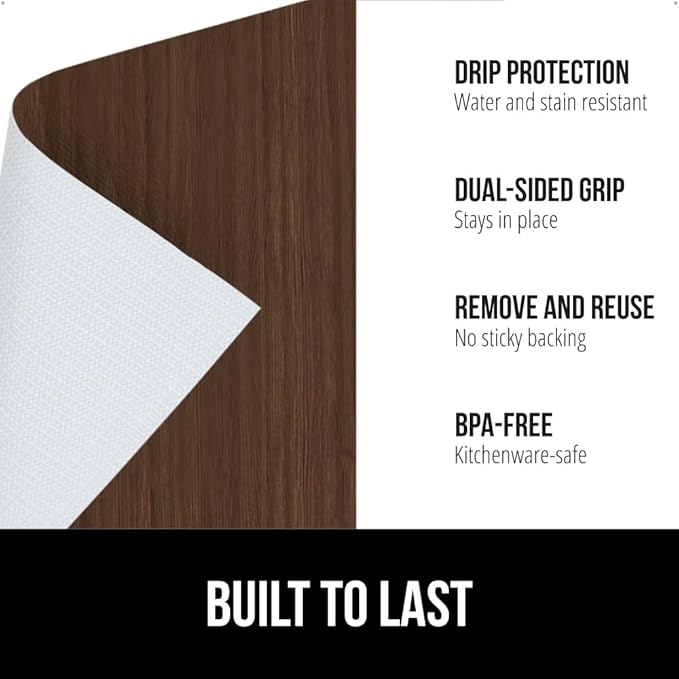 GORILLA GRIP DripGuard Shelf Liner, Non Adhesive Drawer and Kitchen Cabinet Protector, 24x240 Inch, Slip Resistant BPA Free Smooth Surface Plastic Liners for Cabinets, Bathrooms, Closets, Wood