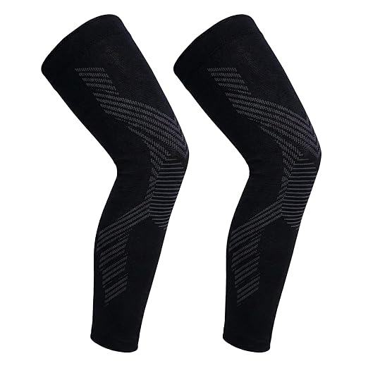NuCamper Full Leg Compression Sleeves for Men and Women,2 Pack Legs Sleeves Long Knee Brace Support for Running, Basketball, Cycling, Workout, Sports - Black,2XL