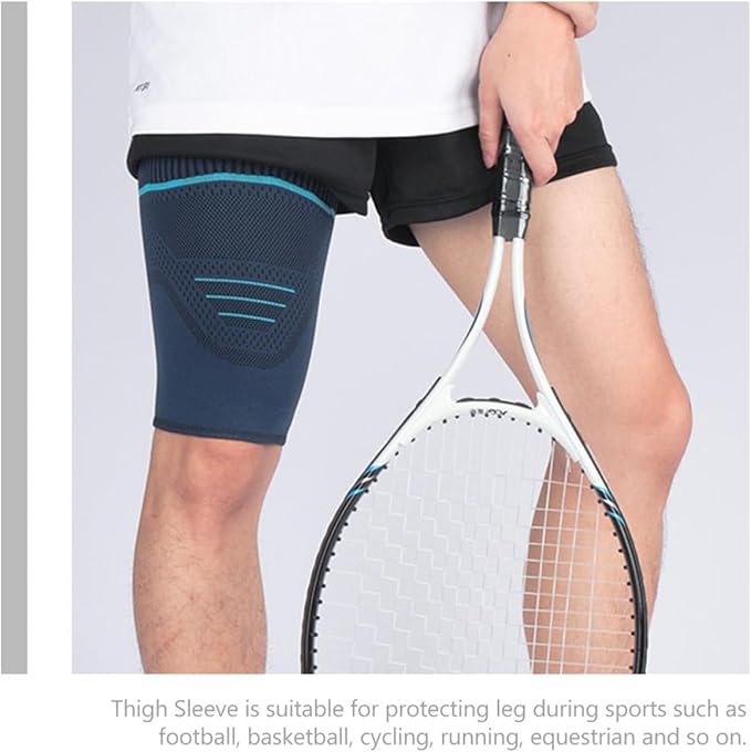2pcs Compression Thigh Wraps Sports Leg Sleeves Elastic Knit Navy Support for Running Basketball Cycling Men’s Outdoor Exercise