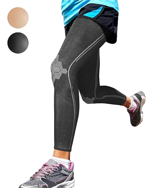Sparthos Leg Compression Sleeve - Brace for Calf, Knee and Thigh, Recovery, Support Pain Relief for Sports Shin Splint Arthritis Patella Mcl Acl Tendon Patellar - for Men and Women (Black-XS)
