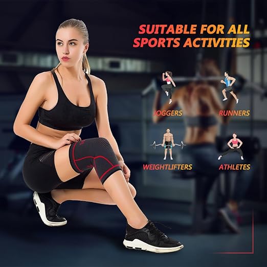 Knee Compression Sleeve,Knee Sleeves for Weightlifting,Knee Braces Runners, Basketball, Weightlifting, Gym, Workout (Large,2 Pack)