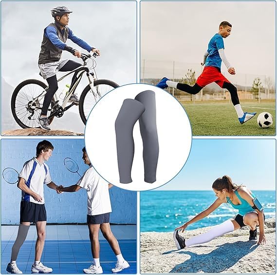3 Pairs Leg Sleeves,Full Length Leg Compression Sleeve,Sports Leg Knee Sleeve with Anti Slip Silicone Strips