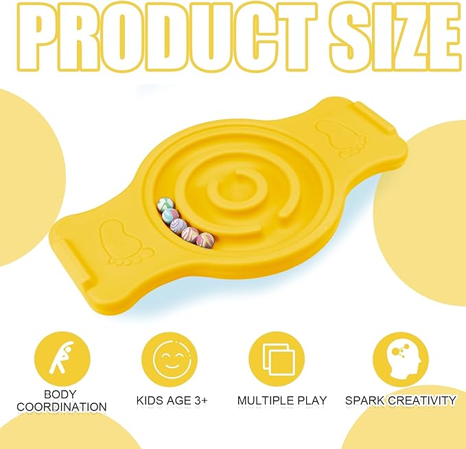 Seenelling Maze Balance Board for Kids Plastic Wobble Rocker Balance Board with Mini Balls Load 220lb Balance Game with Handles for Toddler Balancing Exercise Equipment Game, 24.5 x 11.8 Inch