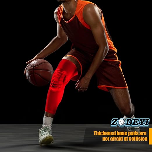 Knee Pads Wrestling Knee Sleeve Compression Leg Sleeves for Volleyball Basketball, Knee Compression Sleeve for Youth and Adult(Red_S_2 Pcs)