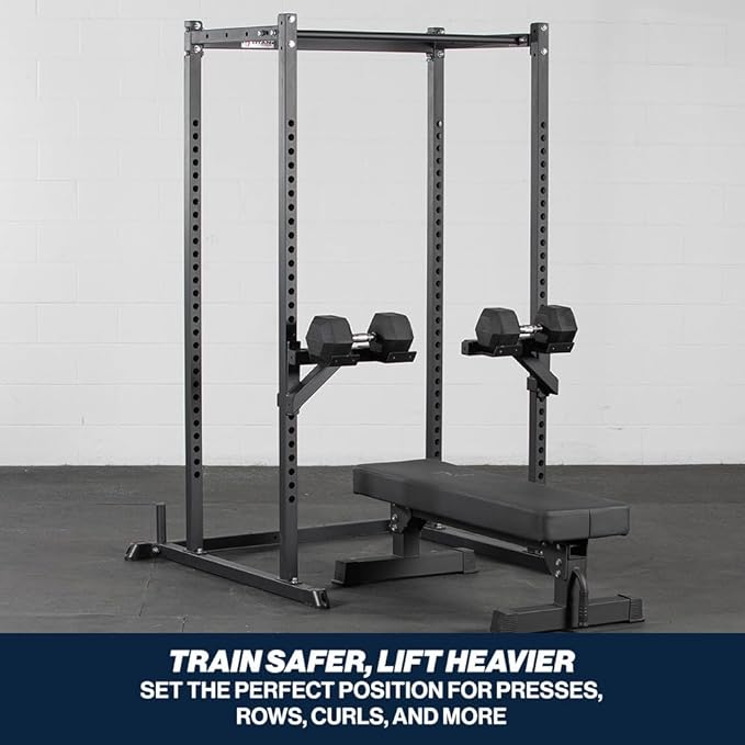Titan Fitness T-2 Series Dumbbell Weight Bar Holders, Rack Mounted Spotter Arms, 440 LB Capacity, J-Hook Mounting with Nylon Cradle Liners, Strength Training Accessories
