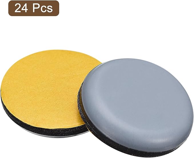 uxcell Furniture Sliders, 24Pcs 1-1/6" - PTFE Round Appliance Slider, Self-Adhesive Chair Glides, Chair Leg Floor Protectors for Carpet Hardwood Floors