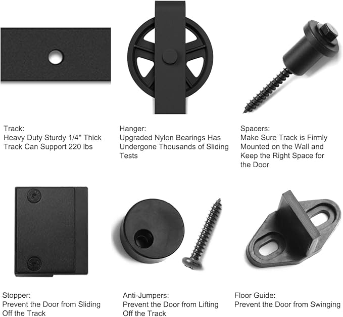 SMARTSTANDARD 13 Feet Heavy Duty Sliding Barn Hardware Kit, 4FT - 18FT, Black, Smoothly and Quietly, Simple and Easy to Install, Fit 78" Wide Door Panel (Industrial Bigwheel Hangers)