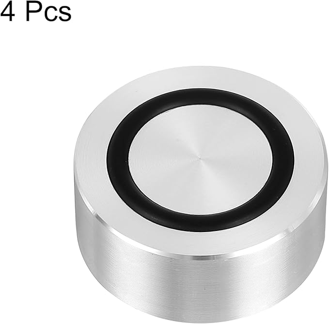uxcell M8 Thread 35mm / 1.4" Dia 15mm Thick Aluminum Circle Disc Glass Top Adapter 4pcs Round Solid Table Feet Pad Plate Hardware with Anti-Slip Rubber Ring