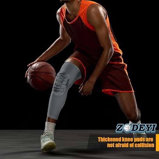 Knee Pads Wrestling Knee Sleeve Compression Leg Sleeves for Volleyball Basketball, Knee Compression Sleeve for Youth and Adult(Gray_L_2 Pcs)