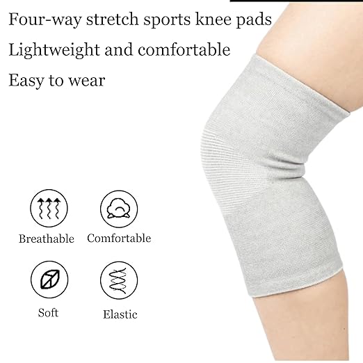 Bamboo Charcoal Knee Sleeve - Bamboo Compression Knee Sleeve for Men and Women - Elastic Warm Knee Brace for Arthritis (Gray, X-Large)