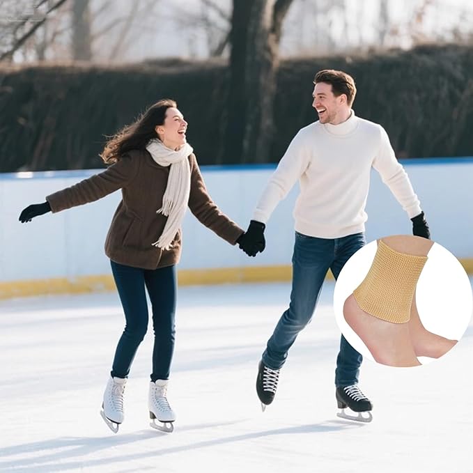 Ankle Gel Sleeves with Cushion Support Elastic Sleeves for Ice Skating, Hockey, Hiking Nude Color Non-Slip 1 Pair