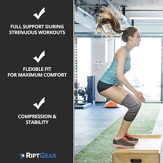 RiptGear Knee Compression Sleeve - 2 Pack - Braces for Knee Pain - Compression for Arthritis, Meniscus Tear, Running - Support for Women and Men - Sleeves Weightlifting (Medium, Gray (2 Pack))