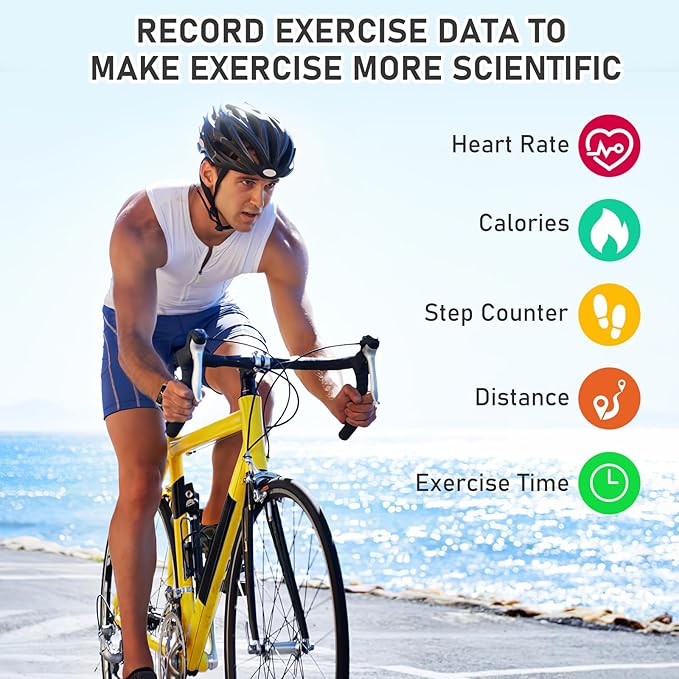 Fitness Tracker with 24/7Heart Rate, Blood Pressure, Sleep Tracking, Calorie, Activity Tracker with 1.1" AMOLED Color Screen, Waterproof Step Tracker for Android iPhones Women Men