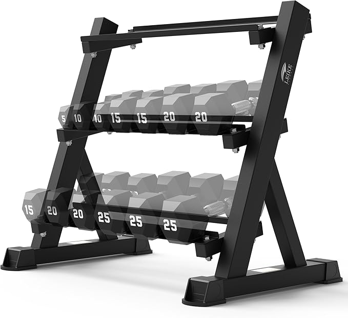 Leikefitness Dumbbell Rack 3 Tier Heavy Weight Organizer Dumbbell Storage Stand Holder 1100lbs Capacity Quick Assembly Dumbbell Weight Storage Rack For Home Gym, Black (Rack Only)