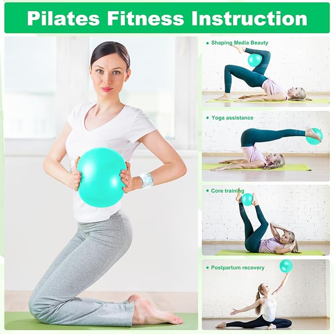 9 Inch Pilates Ball Small Exercise Ball, Workout Ball for Barre, Pilates, Yoga, Stability, Workout, Balance, Fitness at Gym Home Office