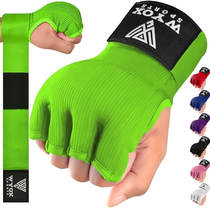 WYOX Gel Boxing Hand Wraps Inner Gloves for Men & Women – 80cm Quick Wrist Strap, Padded Knuckle Support, Fingerless MMA Muay Thai Kickboxing Wraps for Training, Punching & Martial Arts