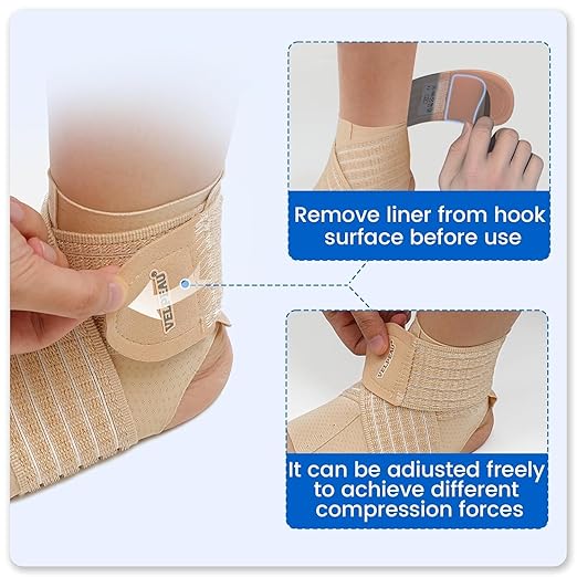 Velpeau Foot & Ankle Support Brace Compression Sleeve with Adjustable Strap, Elastic Wrap for Plantar Fasciitis, Achilles Tendonitis, Sprained, Sports Bandage Sock for Men & Women (Single, Khaki, XL)