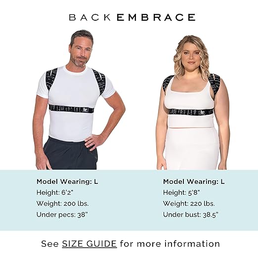 BackEmbrace Posture Corrector for Women and Men - Made in USA - Slim and Adjustable Shoulder Brace - Back Brace for Back Pain Relief - Lightning Bolt M/L