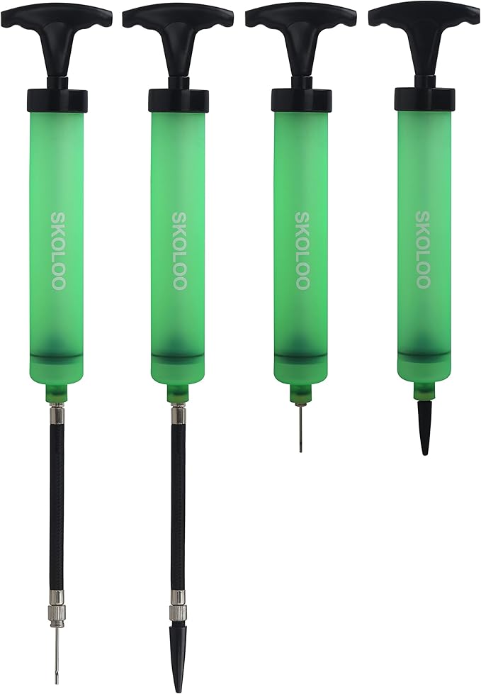 SKOLOO 10" Portable Hand Air Ball Pump Inflator Kit with Needle, Nozzle, Extension Hose for Soccer Basketball Football Volleyball Water Polo Rugby Exercise Sports Ball Balloon Swim Inflatables