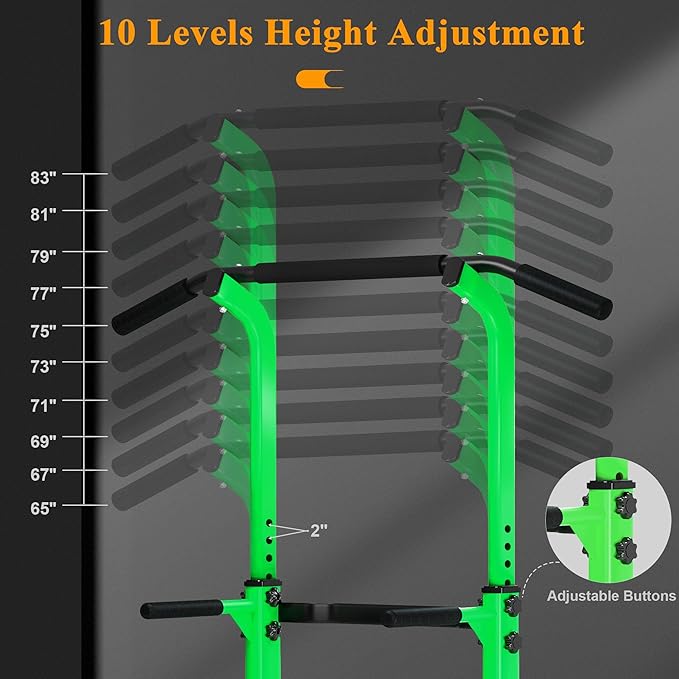 DlandHome Power Tower Pull Up Dip Station Multi-Function Fitness Equipment for Strength Training Adjustable Height Dip Stand for Home Gym