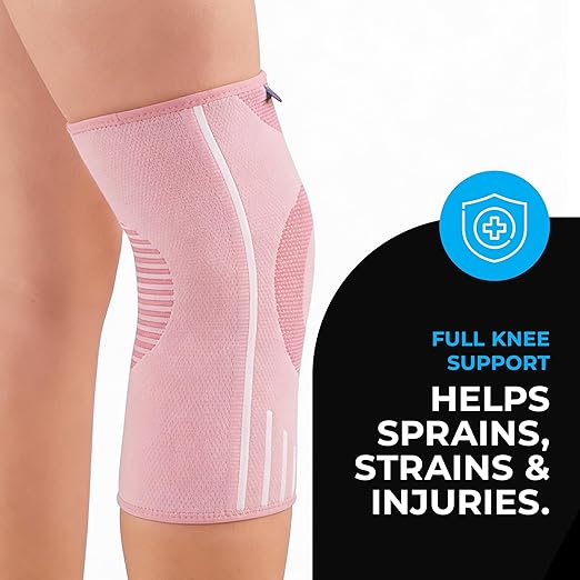 VITTO Kids Knee Brace - Osgood Schlatter Knee Brace Youth, Compression Sleeve for Boys and Girls from 4-14 years old (Pink, L)