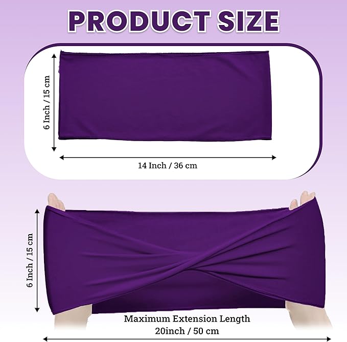 VDS Pack of 200 PCS | Purple | Spandex Chair Sashes Bows Without Buckle | Stretch Elastic Banquet Universal Folding Chair Band Tie with for Wedding Party Conference Celebration Event Decoration