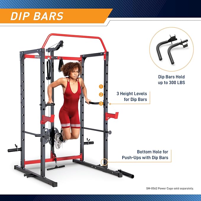 Marcy Power Cage with Pull-Up Bar,Adjustable Bar Catches,Olympic Standard Weight Plate,Accessories Build Your Own Home Gym with Optional Dual Pulley Trolley System for Body Exercise,Strength Training