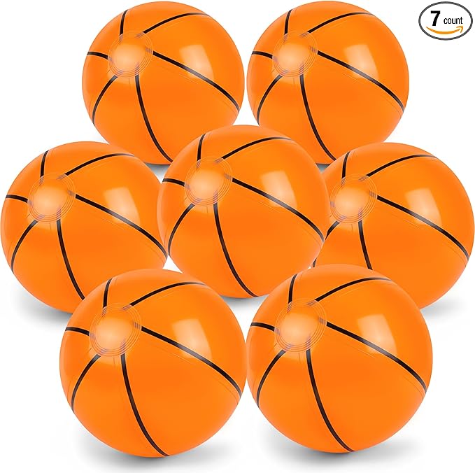 LanMa 3 Pack Beach Balls, 16 Inch Inflatable Basketball Beach Ball Toys for Pool Party Favors, Beach Birthday Decorations, Water Games