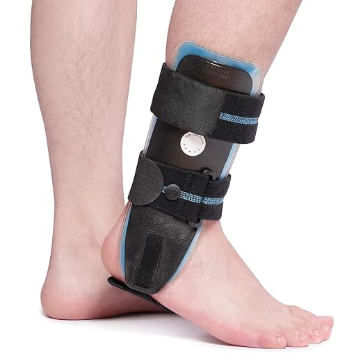 Velpeau Air Gel Foam Ankle Stabilizer Support Brace for Sprained Ankle, Ligament Injury, Tendonitis, Adjustable Rigid Stirrup Ankle Splint for Women and Men (Gel Version, Small, Right Foot)