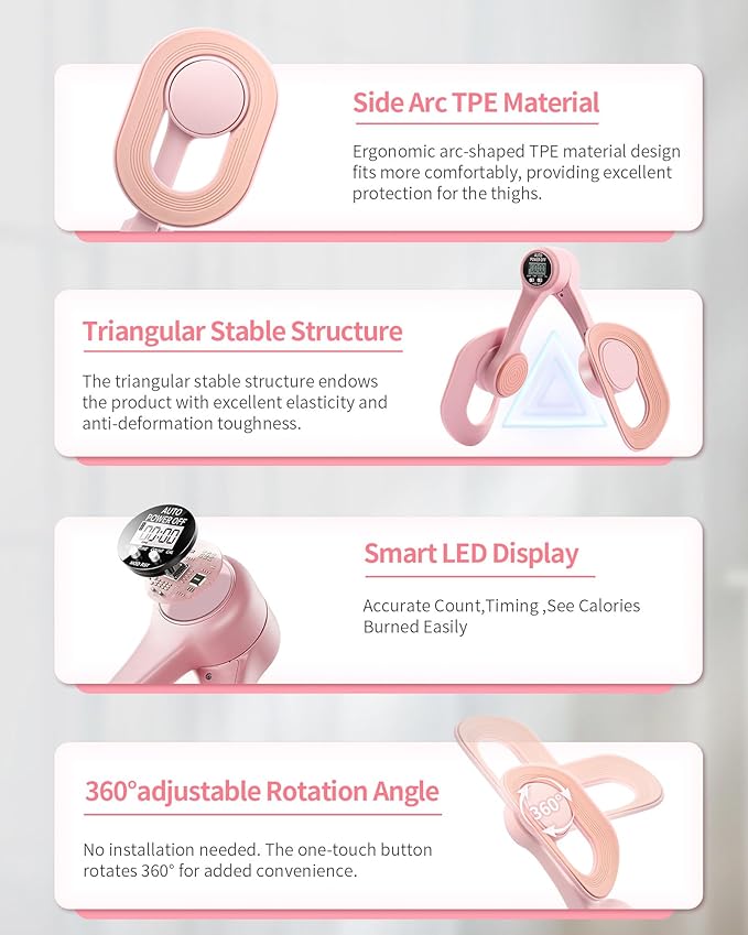 Thigh Trainer Kegel Exerciser - 360° Adjustable Thigh & Pelvic Floor Strengthener, Multi-Function Home Gym Equipment for Women's Inner Thigh, Hip, Leg and Arm Workouts