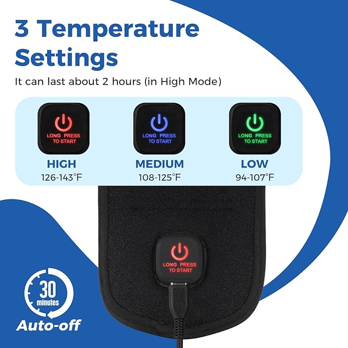 Wrist Heating Pad, Heated Wrist Wrap for Pain Relief, Heated Wrist Brace with 30 Mins Auto-Off, 3000mAh Battery, 3 Heating Modes(Black)