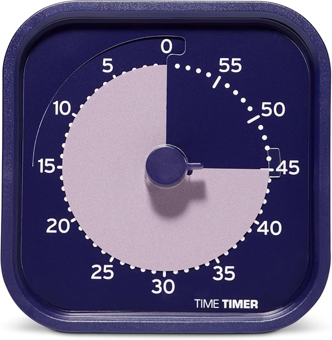 Time Timer MOD Home - Metallic Series - Individual Sized 60 Minute Visual Countdown Timer for ADHD, Adults, Students, and Pomodoro with Silent Operation (Metallic Indigo)