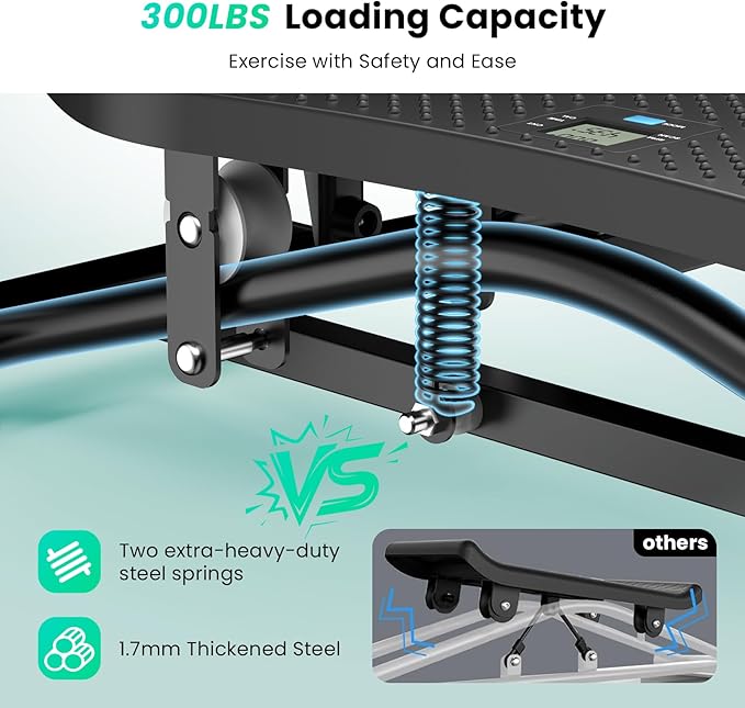 Balance Board for Adults, Rocking Stepper with Resistance Bands, 300LBS Portable Wobble Board, Quiet Side to Side Ski Simulator Trainer Exercise Machine for Home Gym Core Workout