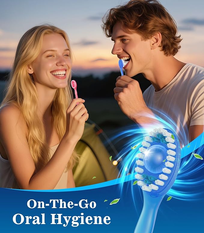 72 Pack 5-in-1 Disposable Toothbrushes with Toothpaste, Floss, Pick & Tongue Scraper, Portable Mini Toothbrush Travel Set for Kids Adults, Individually Wrapped, Work Camping, Mixed Flavor