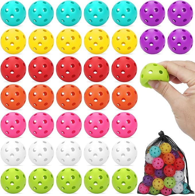 Coopay 20/40/80 Pack Mini Plastic Practice Baseballs, 1.65inch Small Soft Training Balls with Drawstring Bag for Baseball Hitting, Pitching & Batting Training, Indoor & Outdoor