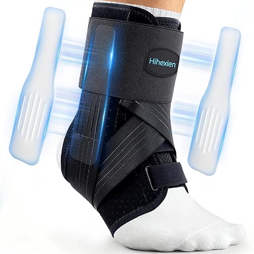 Ankle Brace for Sprained Ankle, Ankle Brace for Women Men Adjustable & Air Fabric Cool With 2 Removable Side Splints, Ankle Stabilizer for Basketball, Volleyball, Sports, Injury Recovery (X-Large)