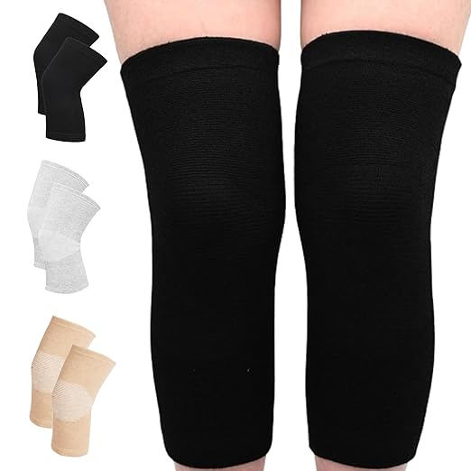 Premium Bamboo Knee Compression Sleeve, 1 Pair Slip-One Knee Support, Elastic Warm Knee Brace for Knee Pain, Joint Recovery, Sports, Daily Wear for Adults (Black, Medium)
