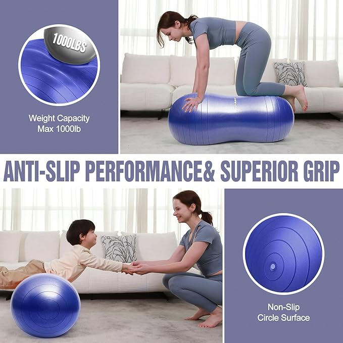 INPANY Peanut Ball - Exercise Ball for Labor Birthing, Anti-Burst Physical Therapy for Kids, Core Strength, Flexible Seating, Home & Gym Fintness, Sensory Chair Wiggle Seat for Girls and Boys
