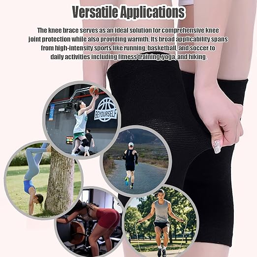 Bamboo Charcoal Compression Knee Sleeve - 2 Pairs Elastic Warm Knee Brace for Men and Women - Compression Knee Pads for Arthritis (Black+Gray, Small)