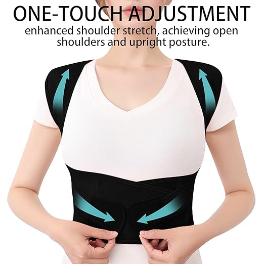 Posture Corrector for Women and Men Plus Size Full Back Support Brace Straightener Scoliosis Spine Upper Back Pain Relief Adjustable Shoulder Instant Posture Corrector with Hunchback (Black, XX-Large)