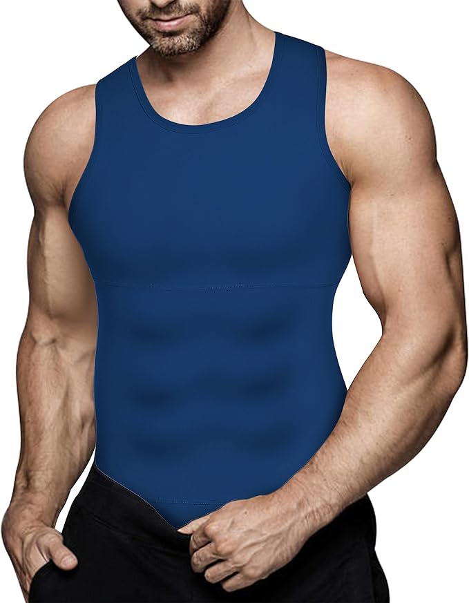 Mens Compression Shirt Slimming Body Shaper Vest Workout Tank Tops Abs Abdomen Undershirts