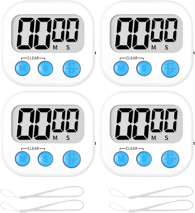 ZILLEEN Classroom Timer for Kids Teachers 4 Pack Digital Timers, White