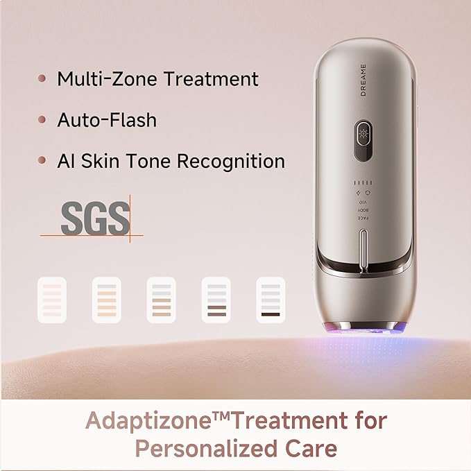 Dreame Nova IPL Hair Removal with Dual-Lamp 27J Output, Sapphire ICE Cooling, 3.9cm² Window, 0.2s Flash, Adaptizone AI Detection, Photon Skincare, Up to 96% Reduction Full-Body for Women and Men