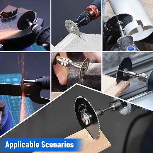 Cutting Wheel Set for Dremel Rotary Tool, HSS Circular Saw Blades, Resin Cutting Discs, 545 Diamond Cutting Wheels, 3 Different Cut off Wheels for Cutting Wood, Glass, Plastic, Stone, Metal, DIY Craft