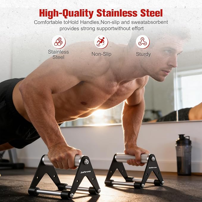 Push Up Stand, Pushup Handles for Strength Training, Heavy-duty Stainless Steel Push Up Bars Gym Exercise Equipment, Hold Up to 500lbs, 1 Pair